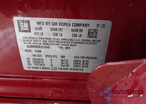 2020 Buick Encore Gx Fwd Preferred из США, поврежденный, VIN KL4MMBS29LB134461